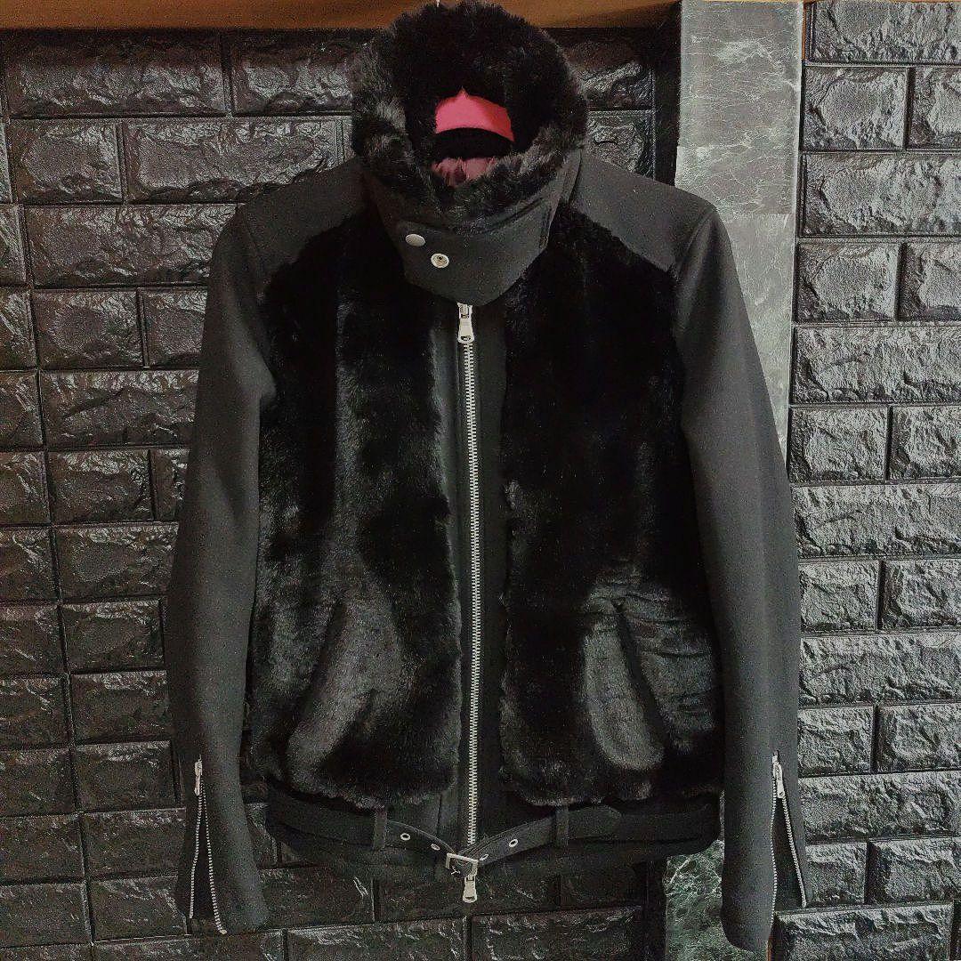 雪　美品希少　ノーアイディー　黒　フェイクファー　グリズリージャケット