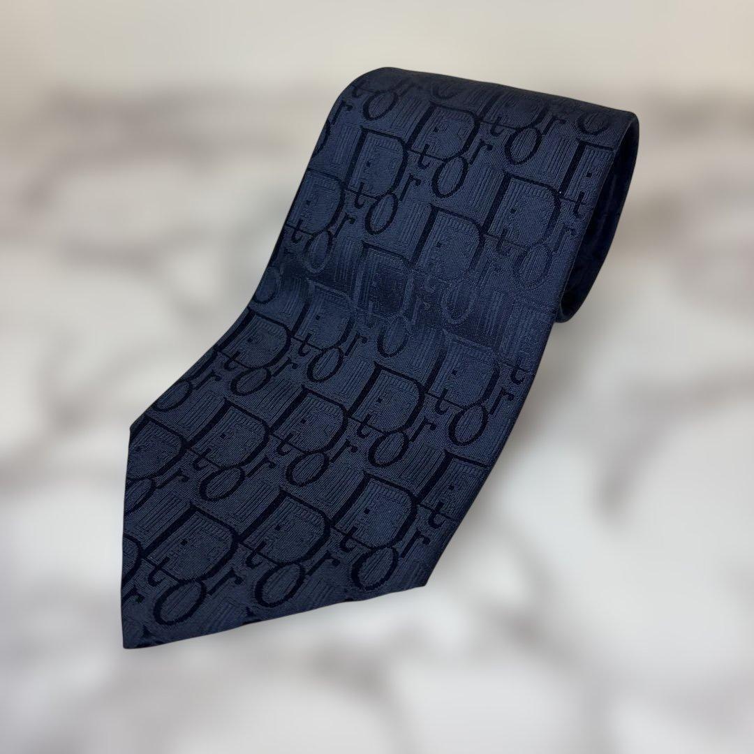 【極美品✨】Dior ネクタイ　ネイビー　紺　オブリーク　トロッター
