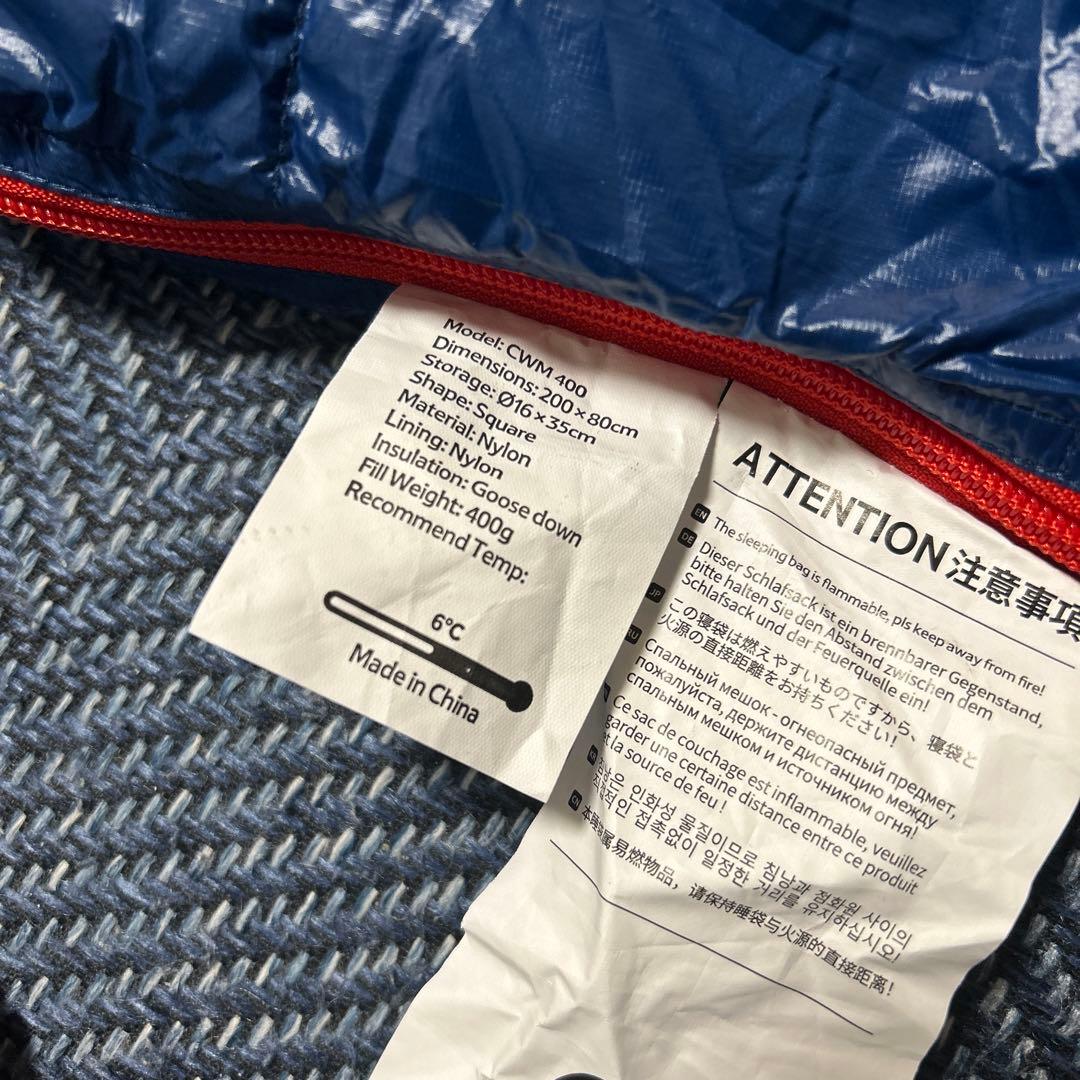 ネイチャーハイクNaturehike CMM 400 ダウンシュラフ 800fp