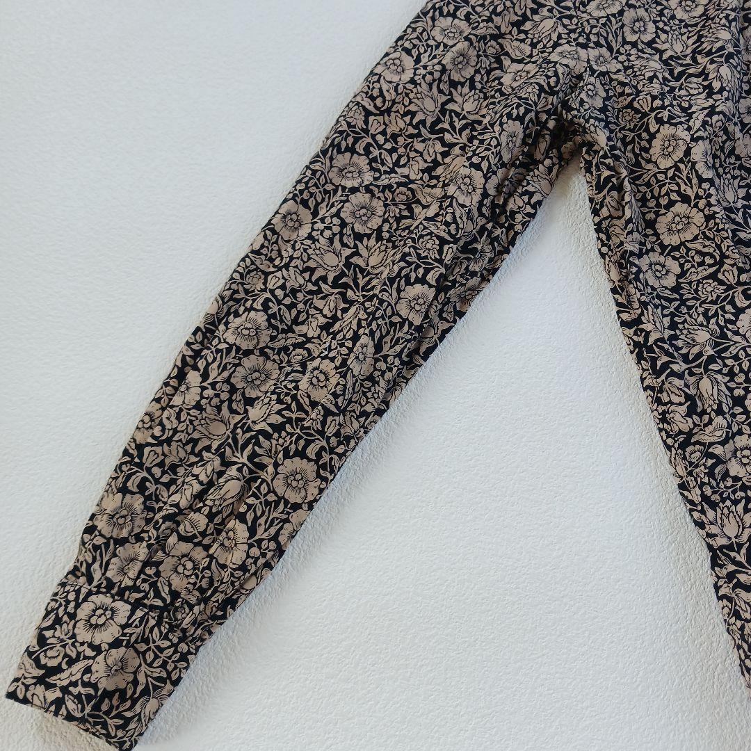 ピープルツリー　V&Aコラボ　フリルカラー長袖ブラウス　花柄　総柄　ハイネック