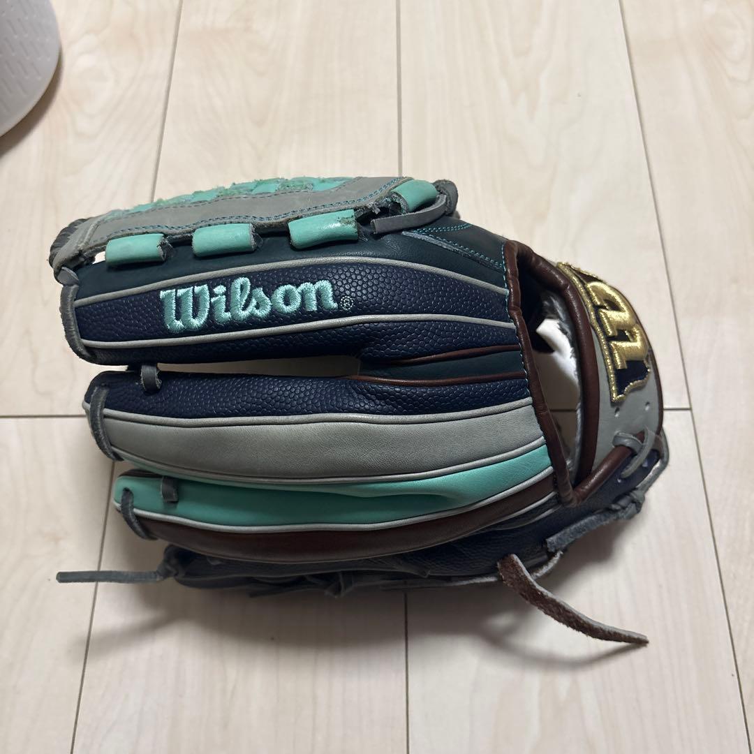 【お値下げ交渉可】Wilson 軟式野球グローブ 青緑
