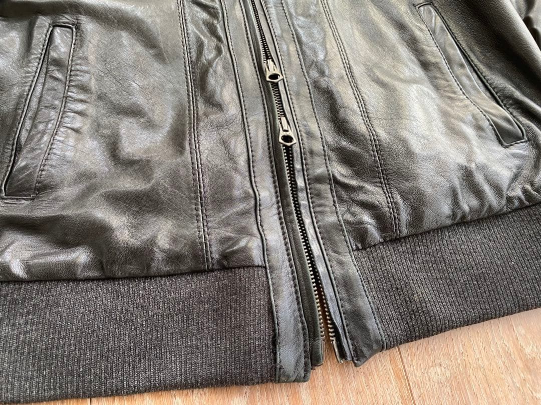 BEAMSビームス 羊革ラムフーディレザージャケット 黒 シングルライダース