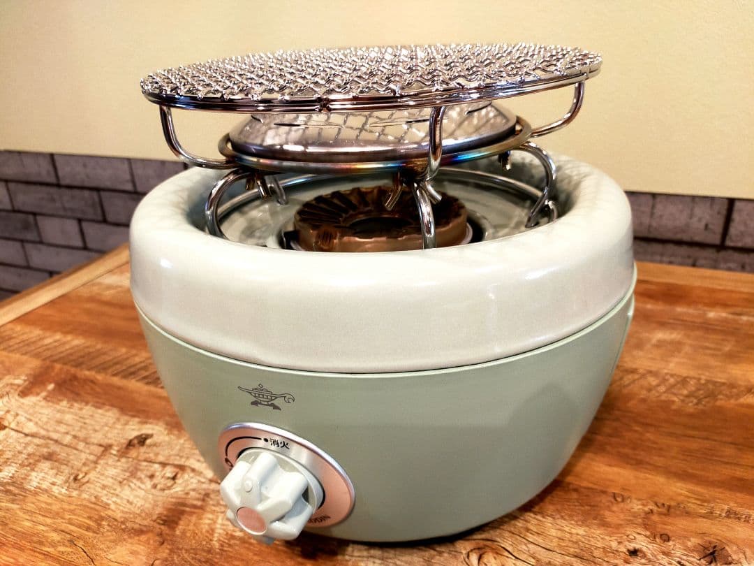 ★美品＆おしゃレトロ★アラジン カセットコンロ グリルキット、ガスボンベ付