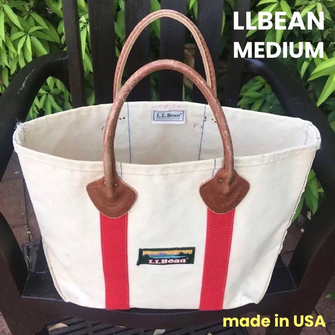 珍品／70~80s両サイド2本青セルビッチ／LLBEAN／トート／M／赤／旧タグ