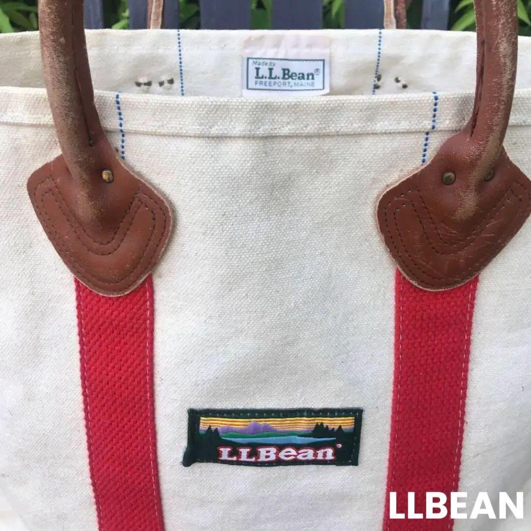 珍品／70~80s両サイド2本青セルビッチ／LLBEAN／トート／M／赤／旧タグ