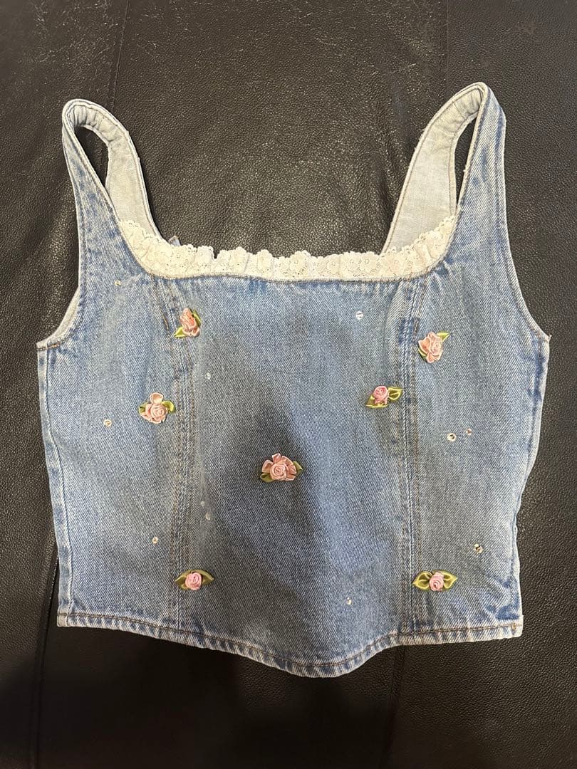 [L.B CANDY STOCK] バリエーションビジューデニムビスチェ