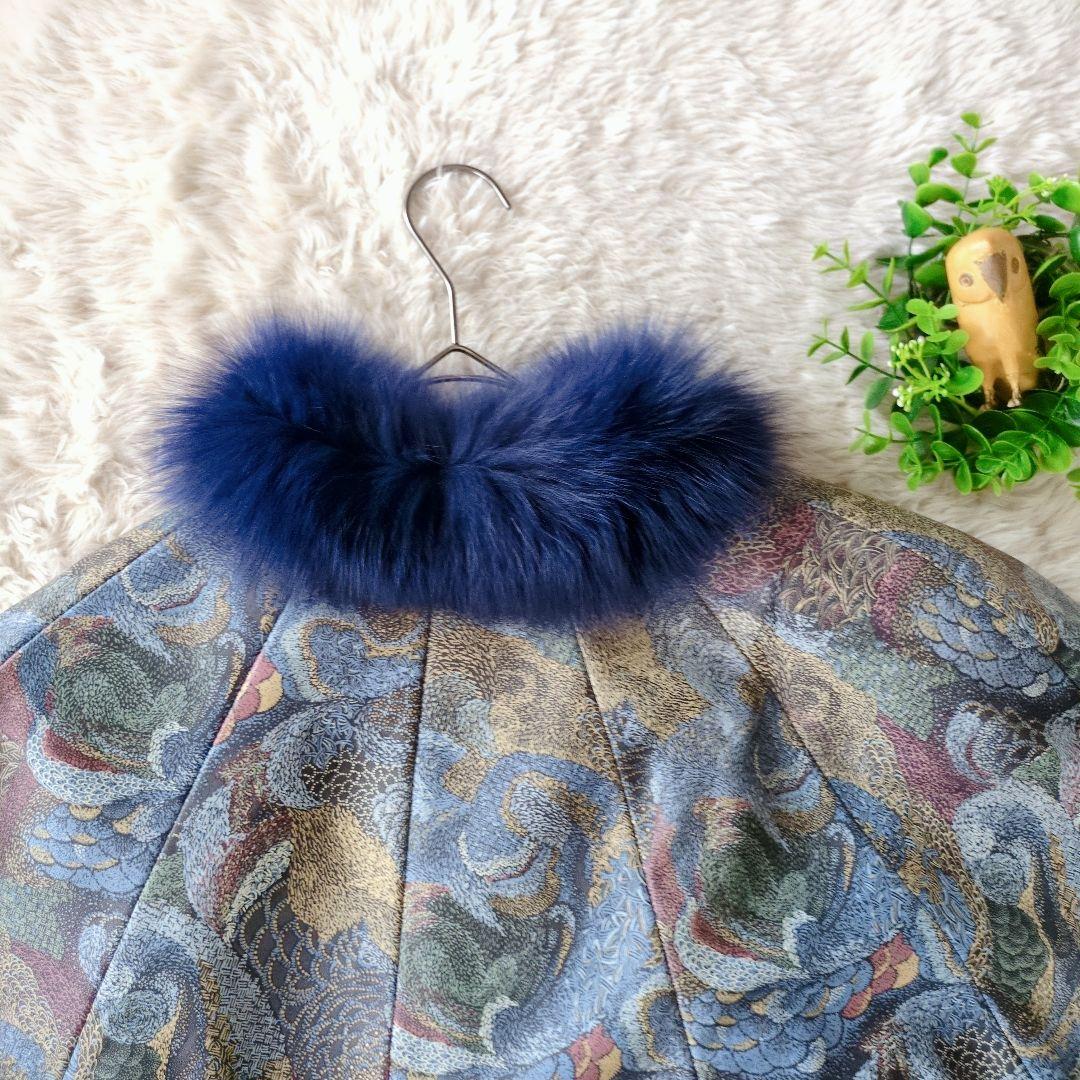 ファー付き模様入りケープ 羊革×ファー 高級ケープ F　羽織り　日本製