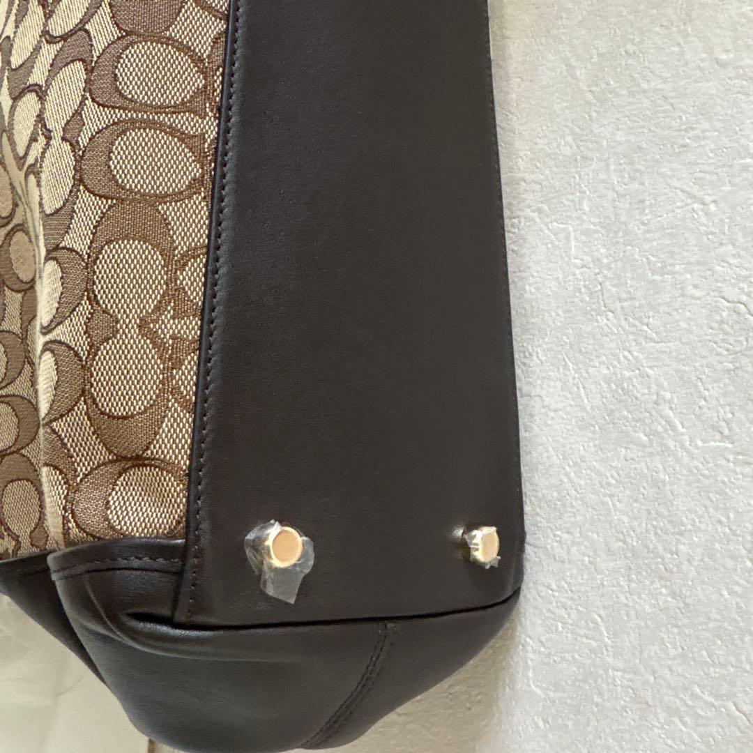 【美品】coach / イーディー /シグネチャージャガード　茶色
