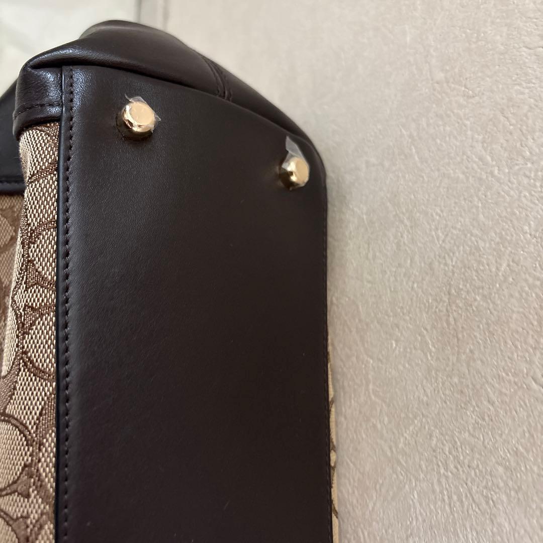 【美品】coach / イーディー /シグネチャージャガード　茶色