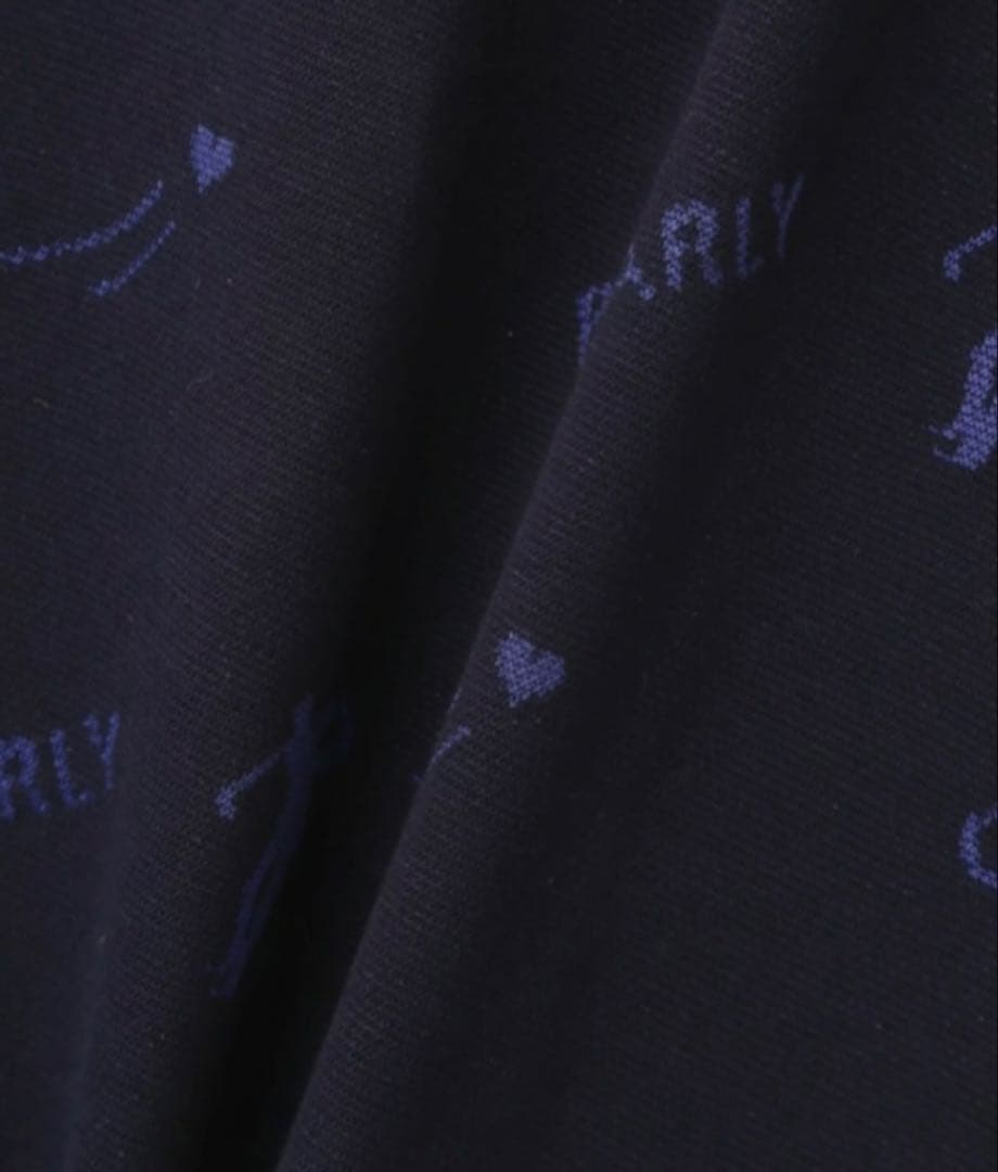 新品 パーリーゲイツ ゴルフ柄ジャガード 長袖ポロシャツ(4)サイズM/紺