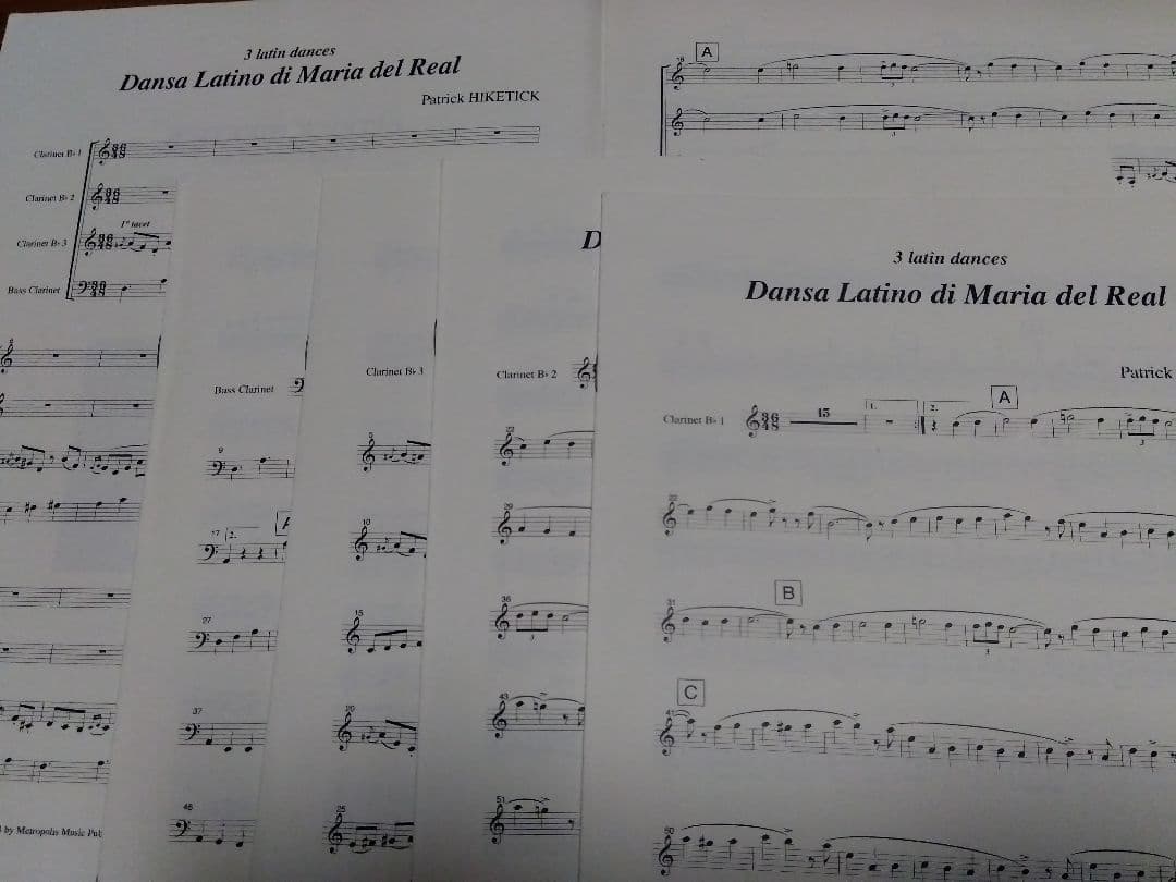 クラリネット四重奏　スリー・ラテン・ダンス No.1～3 まとめ売り