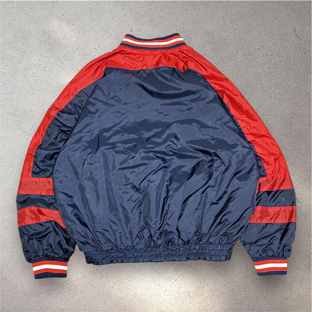 90s US古着　MLBインディアンス　リバーシブルナイロンジャンパーL紺赤