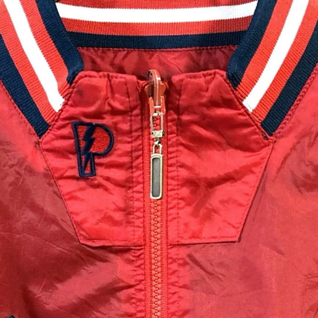 90s US古着　MLBインディアンス　リバーシブルナイロンジャンパーL紺赤