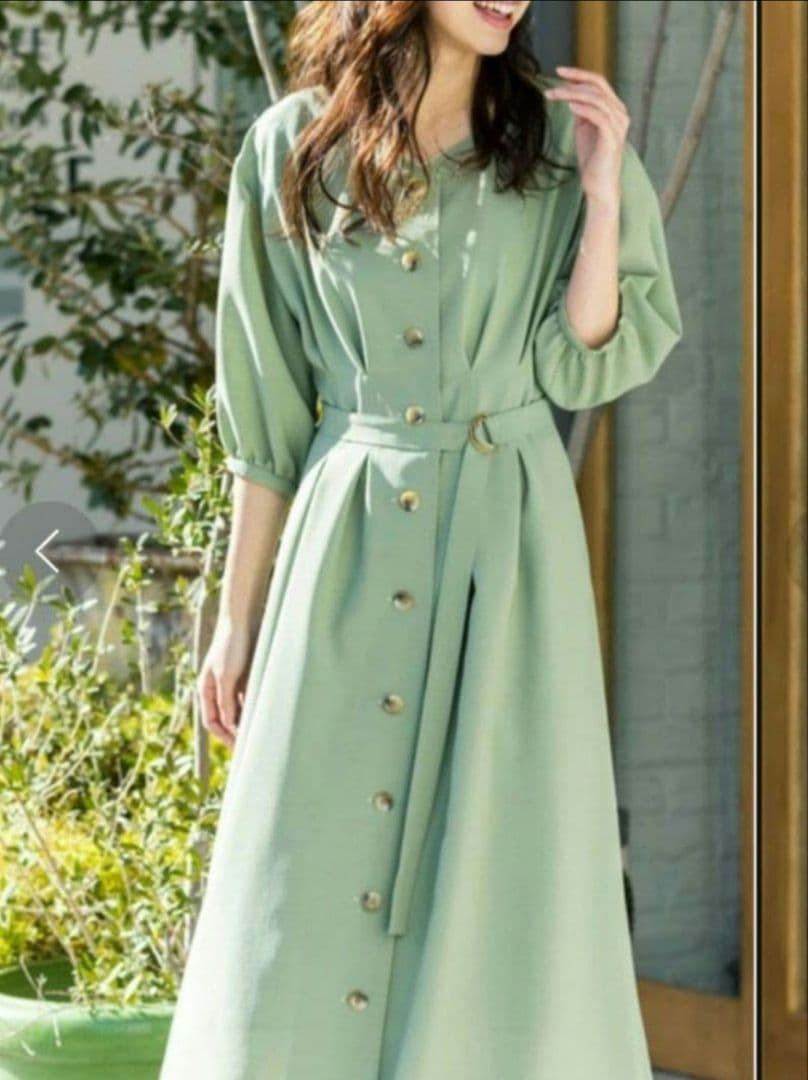 新品 ネイビーボタン付きロングワンピース ローズティアラ 大きいサイズ46