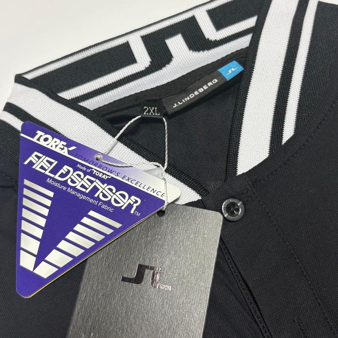 新品 J.LINDEBERG ポロシャツ 2XL 黒 ゴルフウェア 速乾 半袖