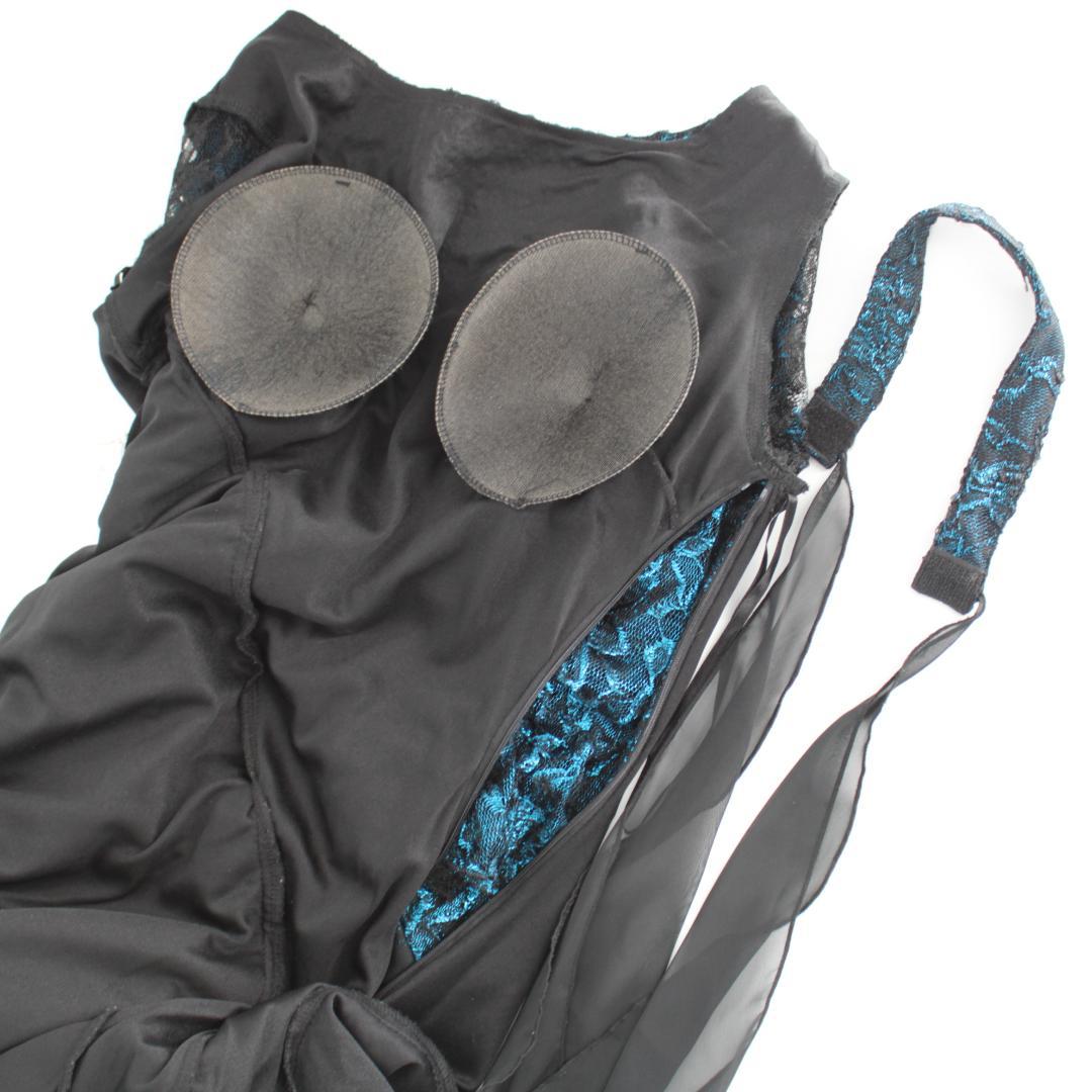 【美品 社交ダンス衣装】ブルー ブラック プリマブティック ドレス ワンピース