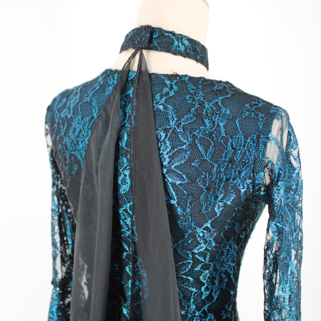 【美品 社交ダンス衣装】ブルー ブラック プリマブティック ドレス ワンピース