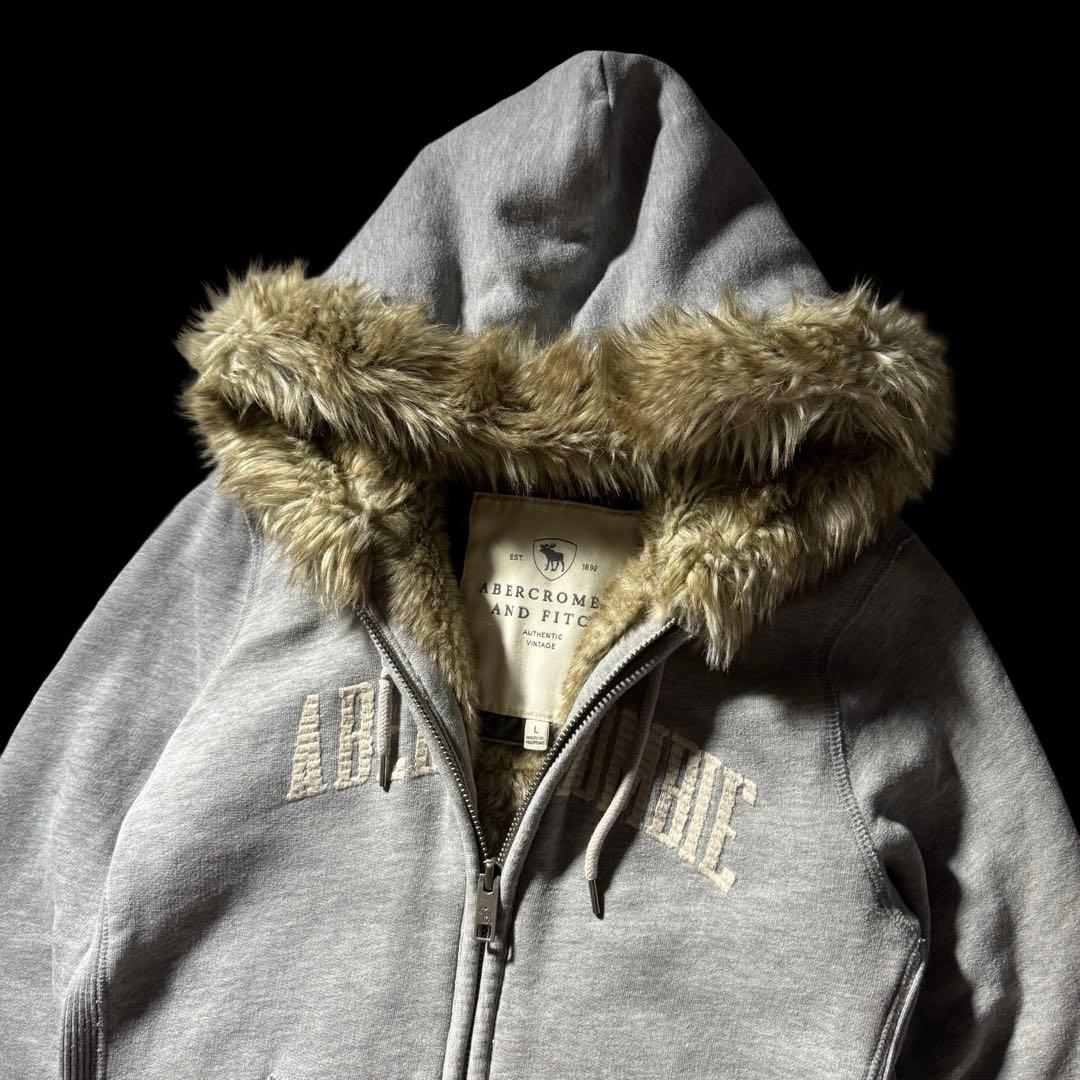 00s A&F fur double zip hoodie y2k 平成
