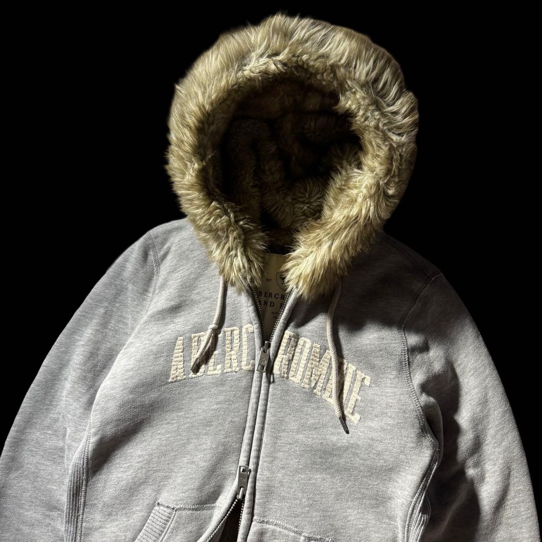 00s A&F fur double zip hoodie y2k 平成