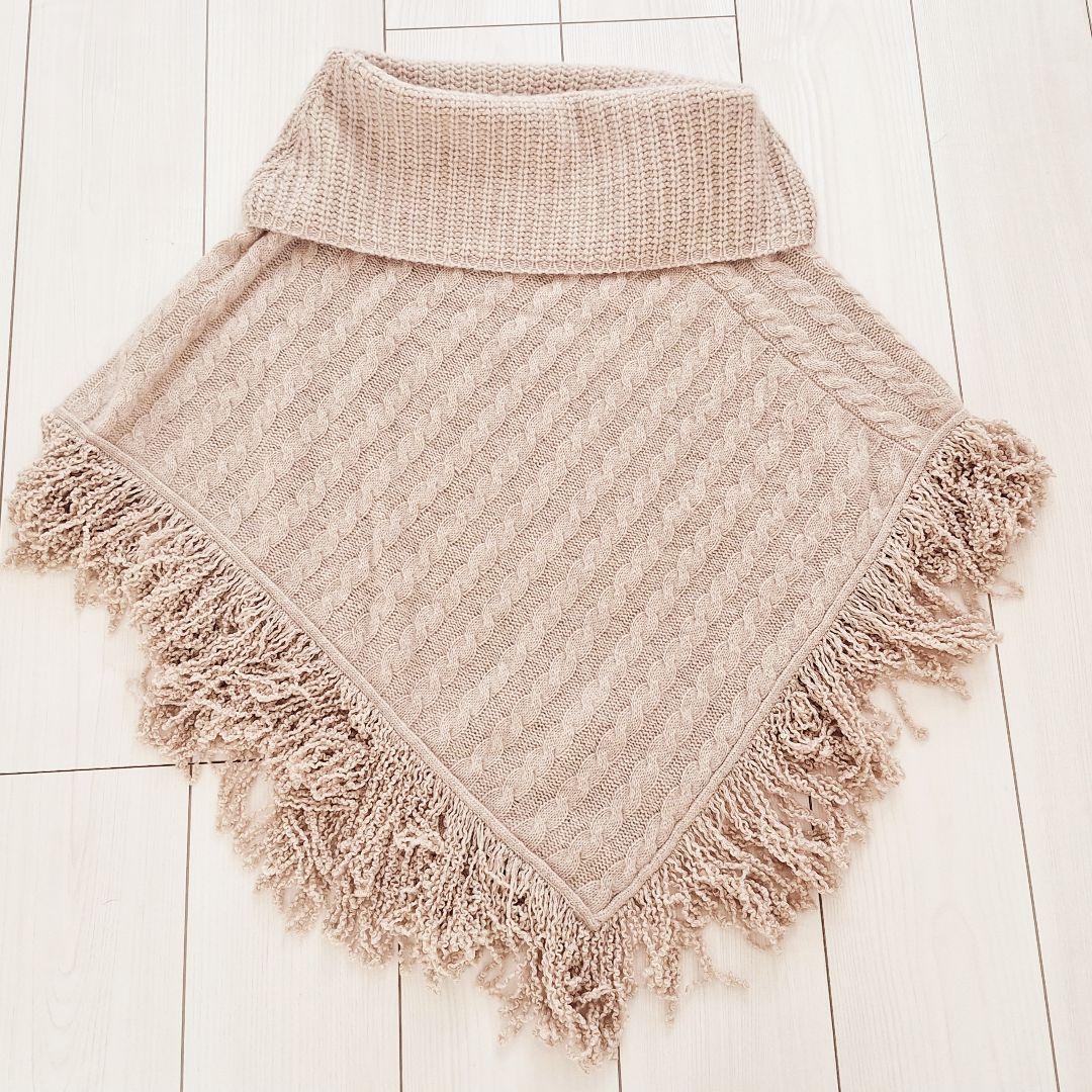 ◆未使用◆パシュマ◆PASHMA◆カシミヤ◆ベージュ◆ポンチョ◆M◆