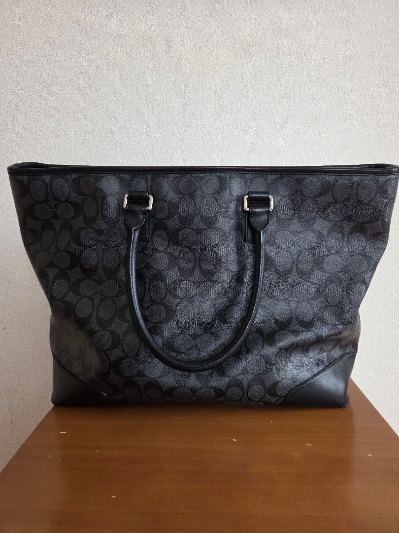 【極美品】COACH トートバッグ シグネチャー ブラック 2WAY 大容量