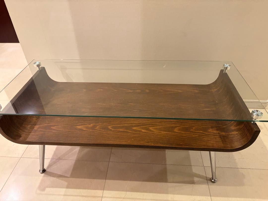 モダン ガラス 木製 センターテーブル