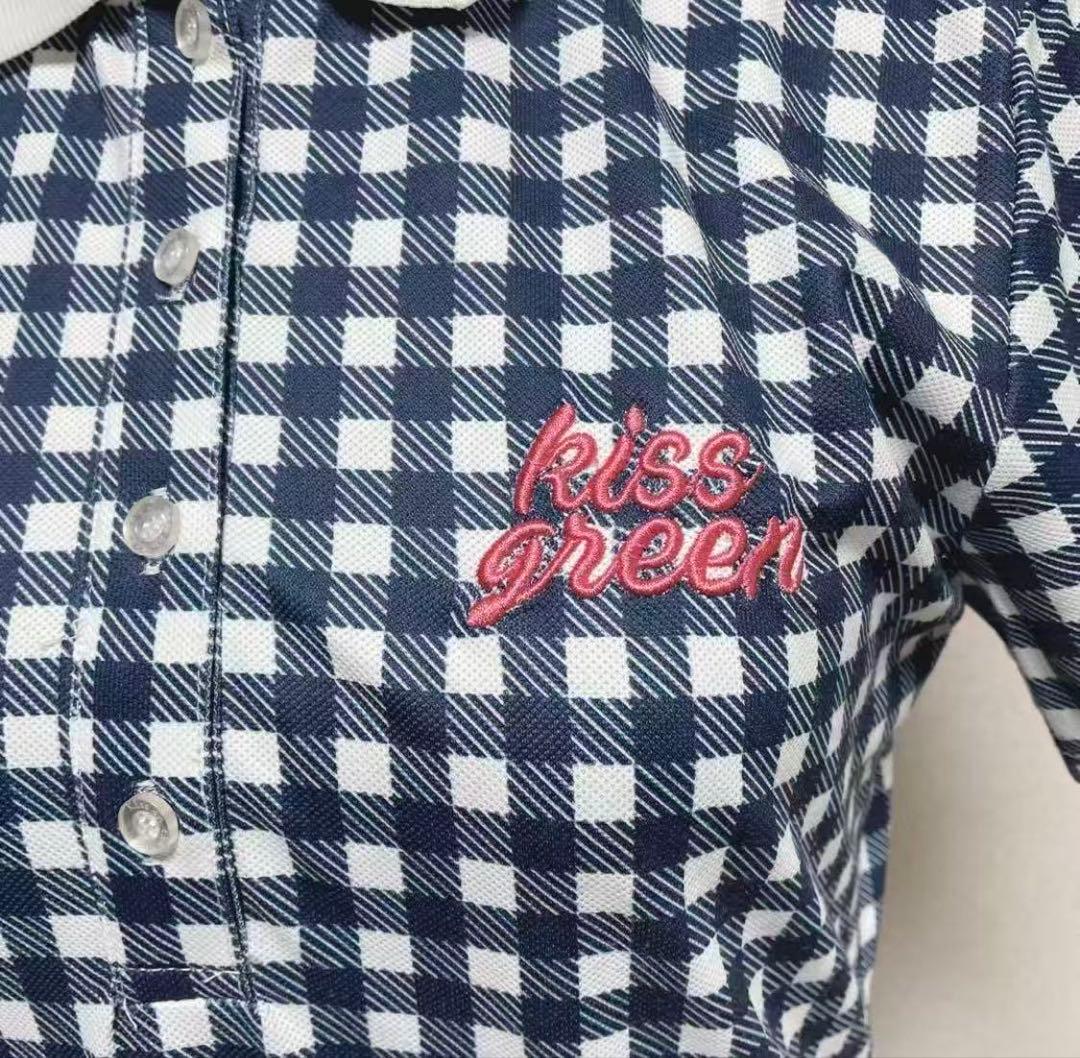 キスオンザグリーン　ゴルフウェア　半袖ワンピース　チェック　ロゴ刺繍　サイズ3