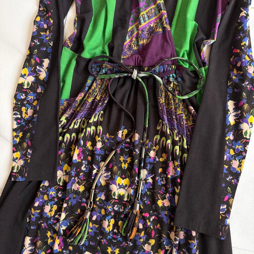 希少 美品ETRO エトロ ワンピース ロング カシュクール リボン