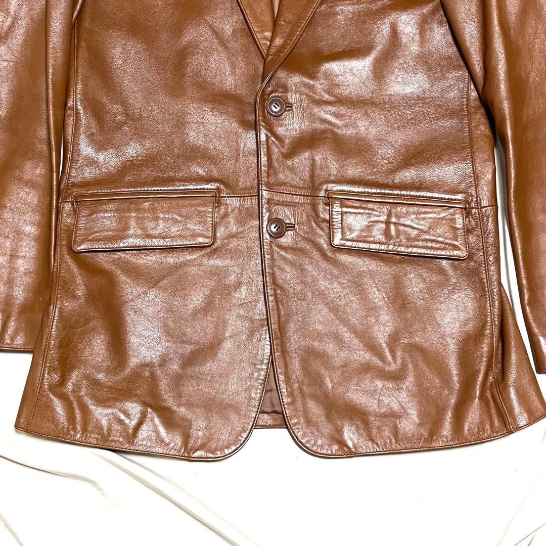 【希少サイズXL】デュアル　ラムレザーテーラードジャケット　羊革　大きいサイズ