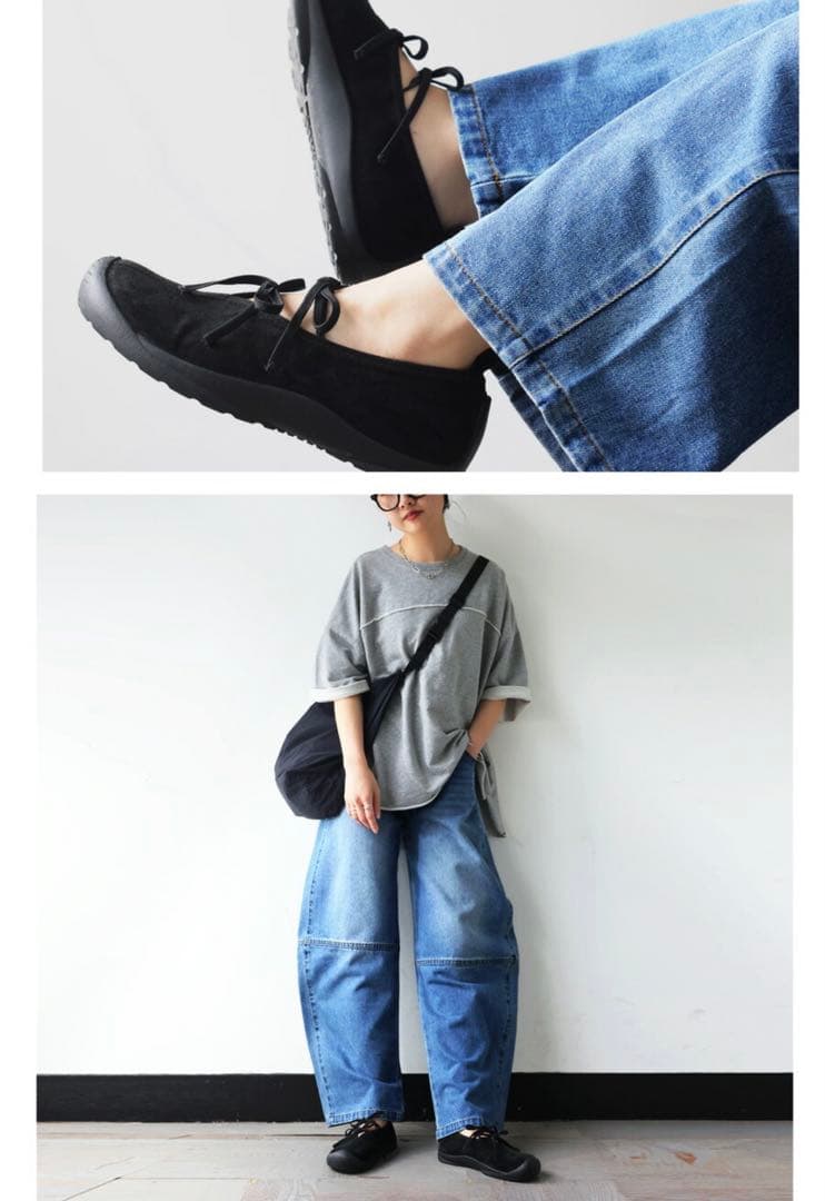 新品未使用/試着のみ◎フラットシューズ バレエシューズ黒 24cm アンティカ