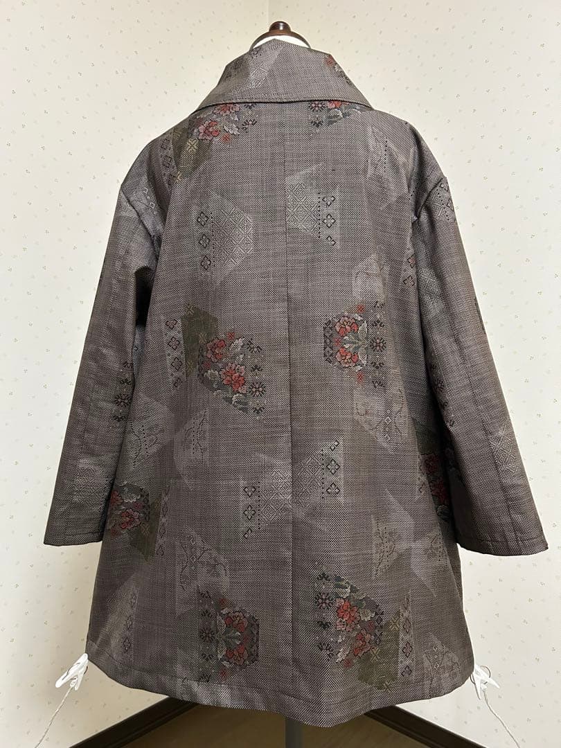 着物リメイク　正絹　大島ハーフコート