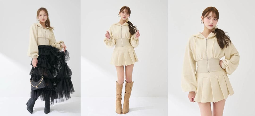 ダーリッチ darich カラーラメスウェットコルセットパーカー ピンク PNK