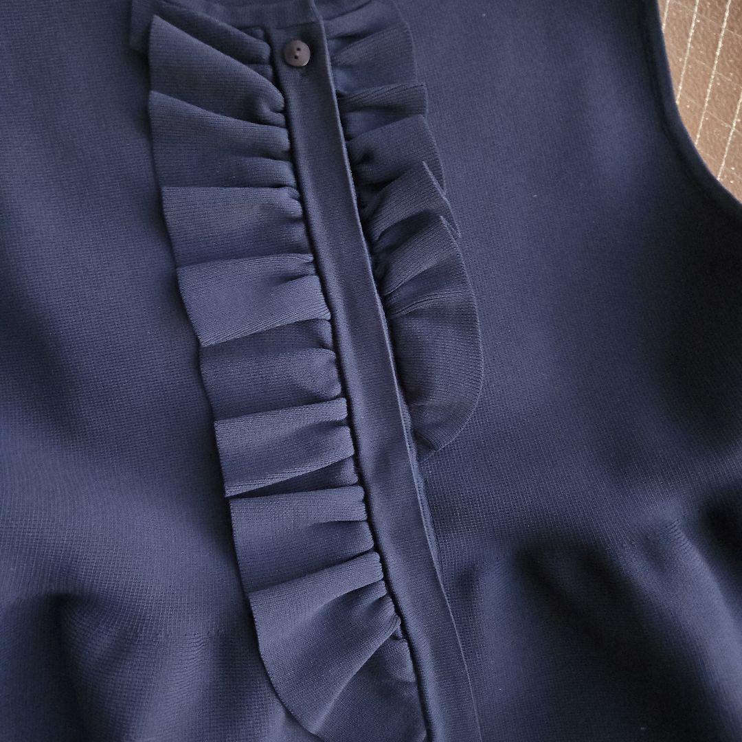 未使用⭐UNITED ARROWS⭐Pイレギュラーフリルベスト アシンメトリー紺