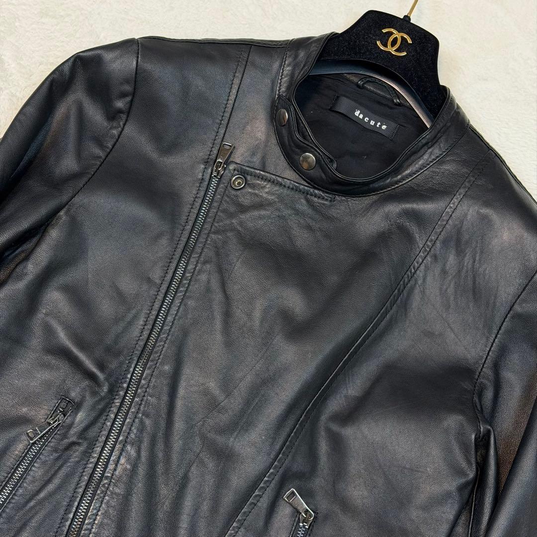 美品 XLサイズ DACUTE ライダースジャケット イタリア製 羊革 wジップ