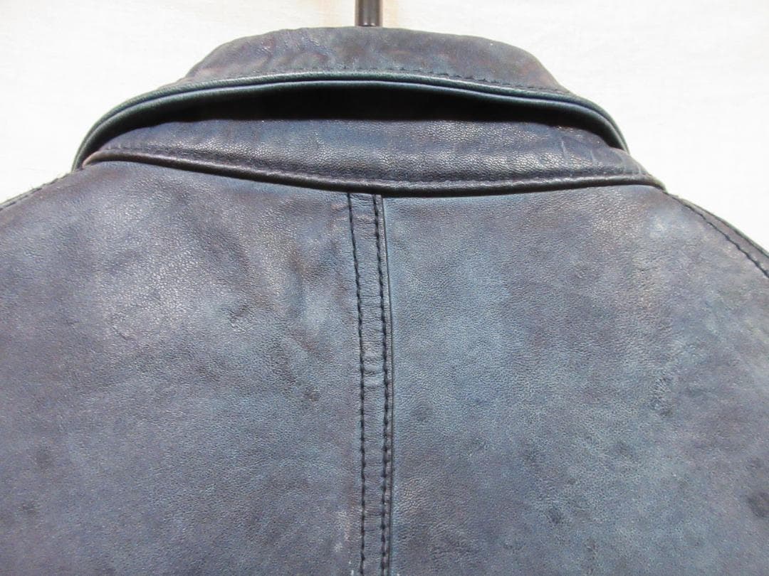 Ku USA 空　インディゴ染めヴィンテージ加工　レザー　シャツ　ジャケット