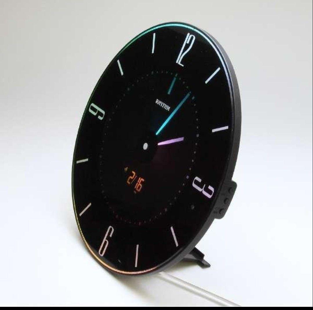 RIHTHM 電波時計 ブラック 超薄型 LEDライト　iroriaA