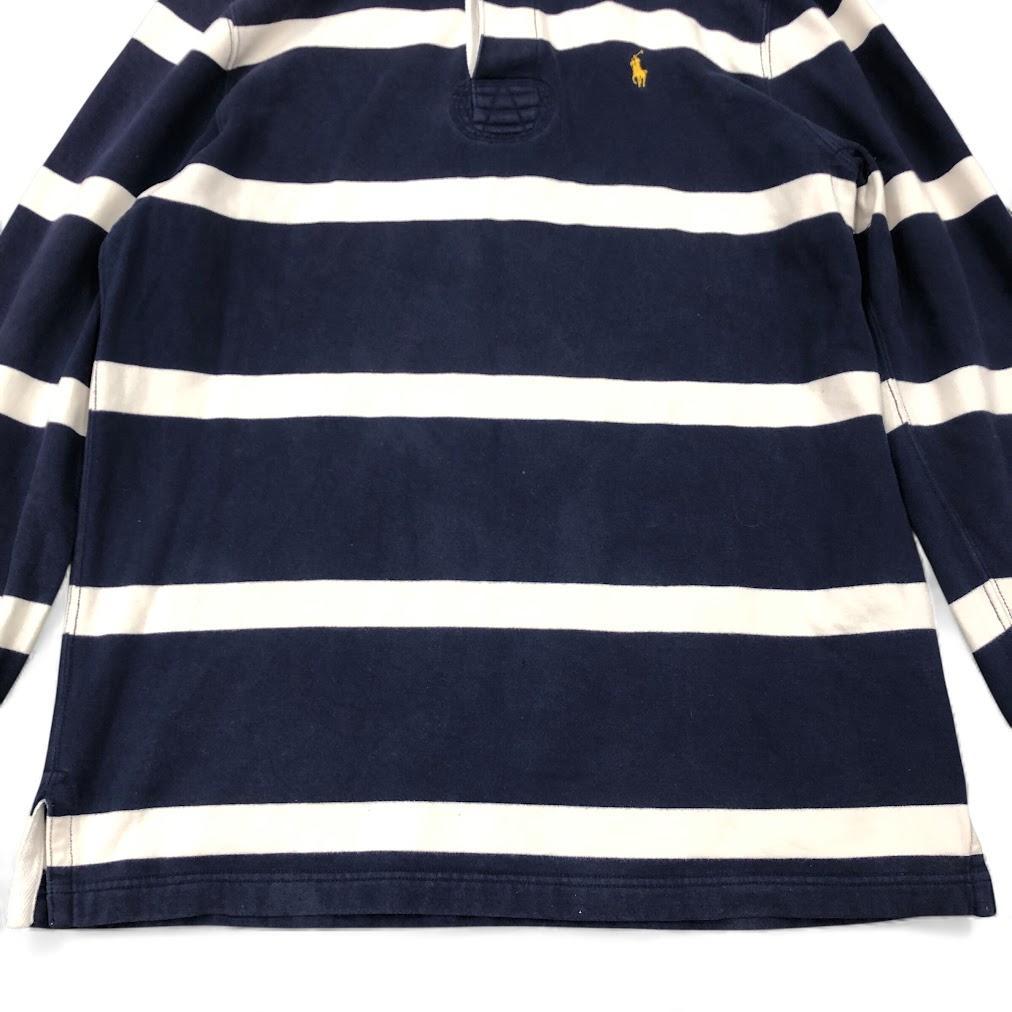 ポロラルフローレン ラガーシャツ 刺繍ロゴ 有名人着用モデル 紺×白