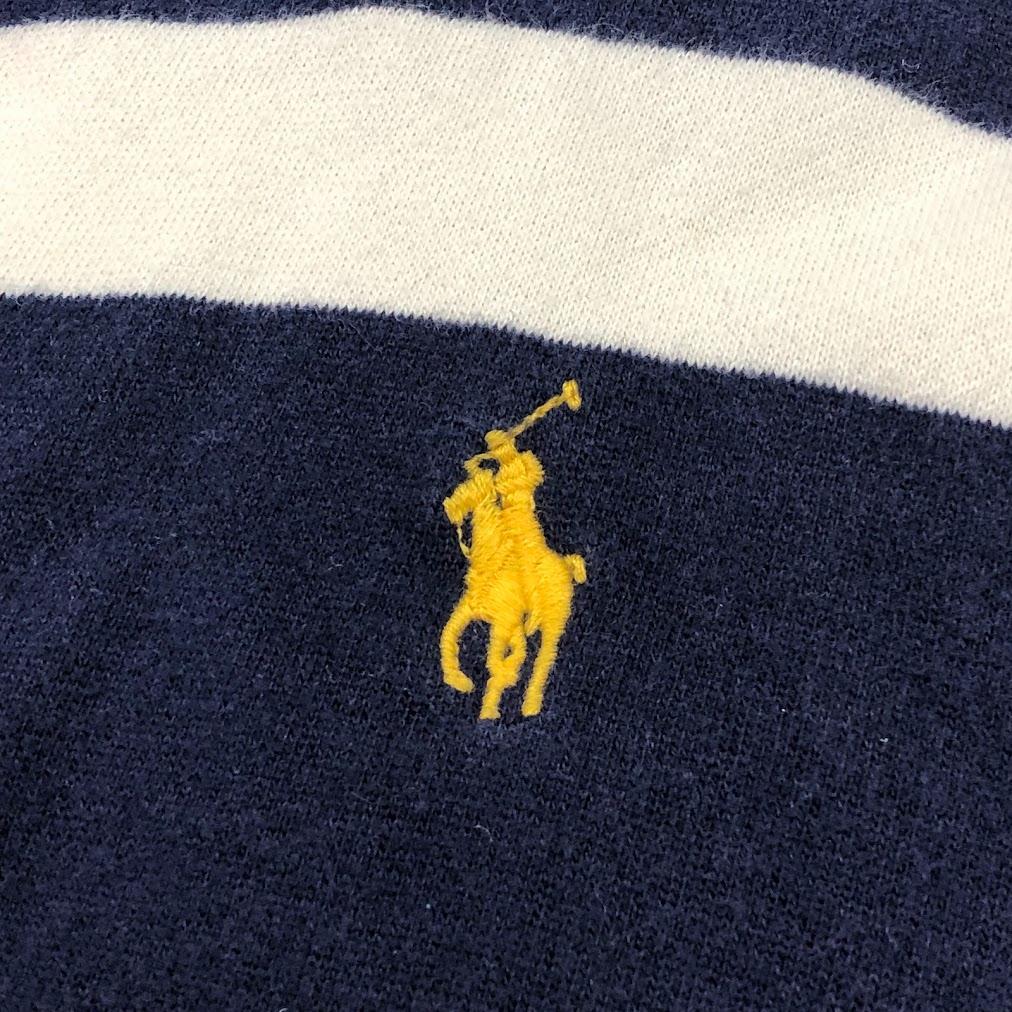 ポロラルフローレン ラガーシャツ 刺繍ロゴ 有名人着用モデル 紺×白