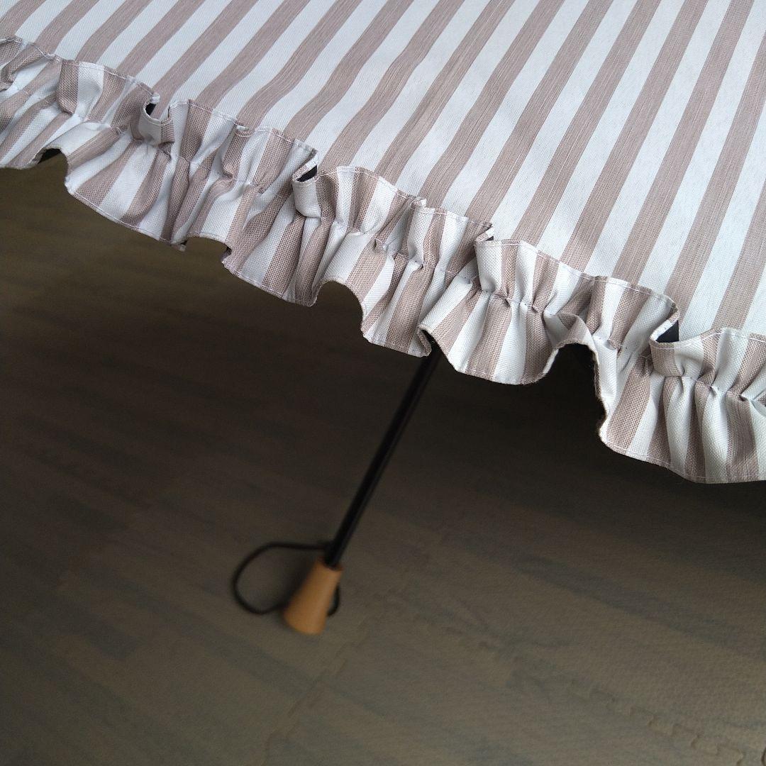 サンバリア100　日傘　折りたたみ　フリル　ストライプ