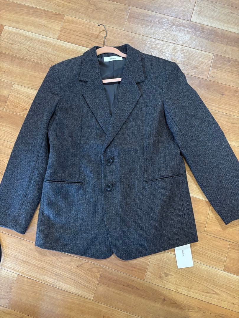 アンヌーク ヘリンボーンウールジャケット 36 ブラウン