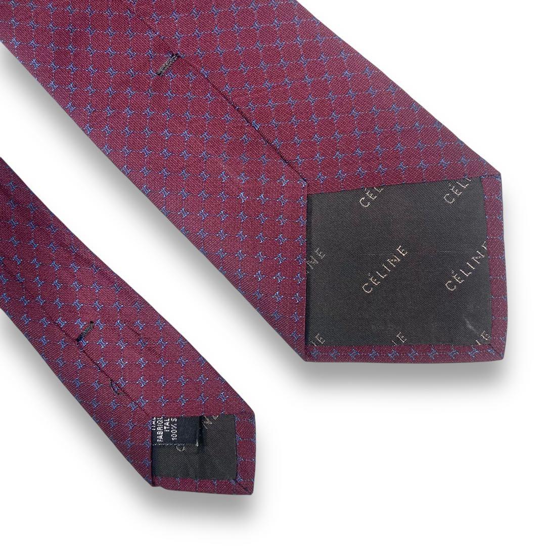 【美品】　セリーヌ　ブランド　ネクタイ　ワインレッド　ボルドー　バーガンディ