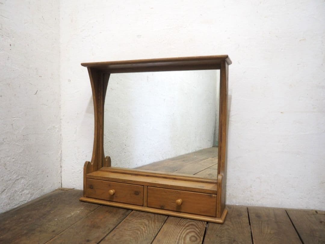 1105 カントリースタイル　スタンドミラー　鏡　姿見　収納棚　壁掛け　ウォール