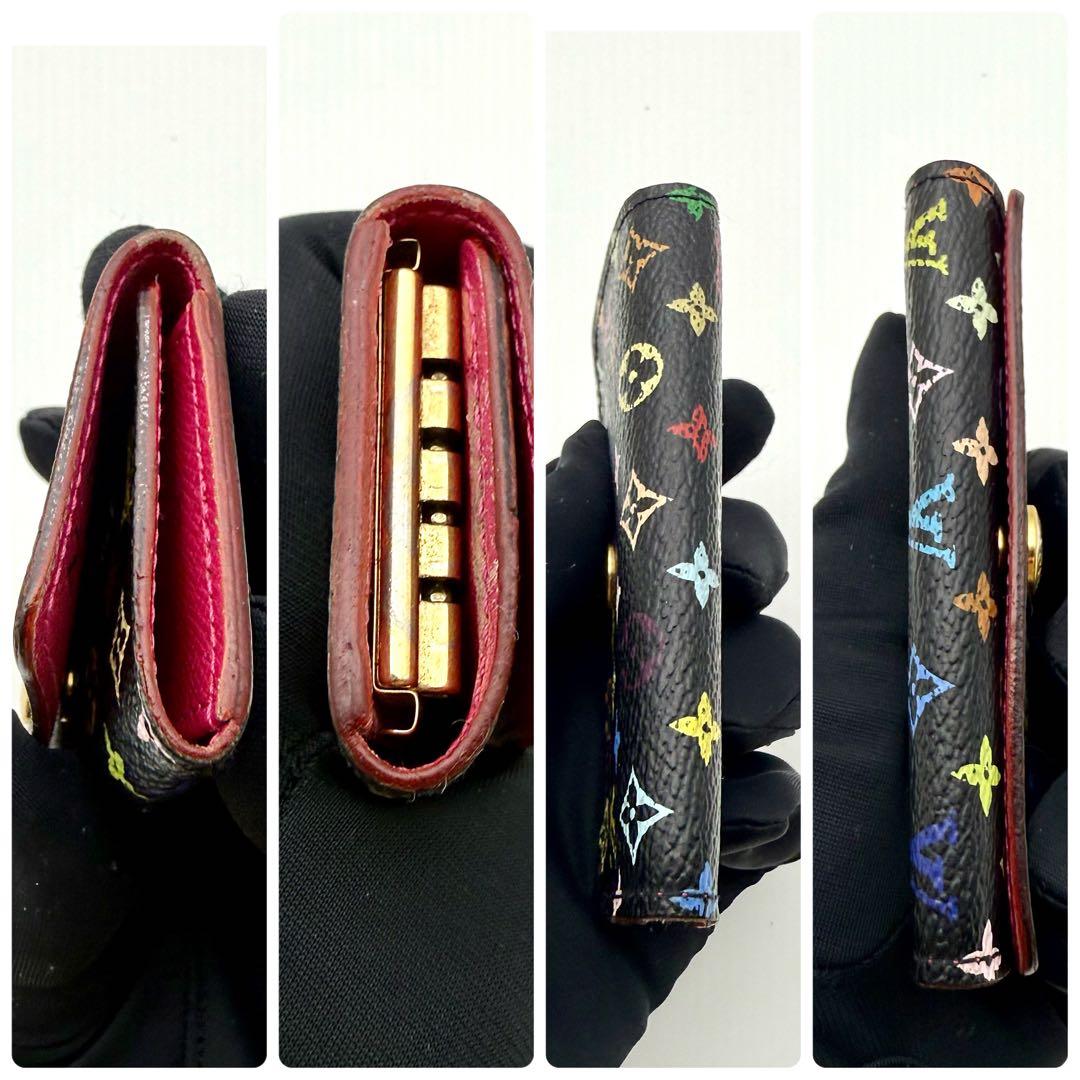 ルイヴィトン　キーケース　4連　マルチカラー　ブラック　ミュルティクレ　ピンク