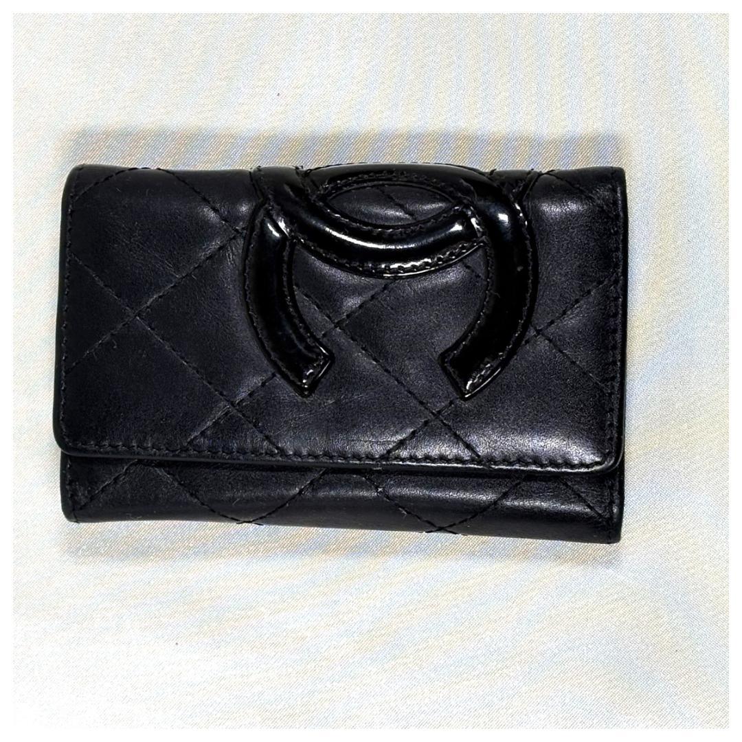 CHANEL カンボン ブラック ピンク キーケース キルティング