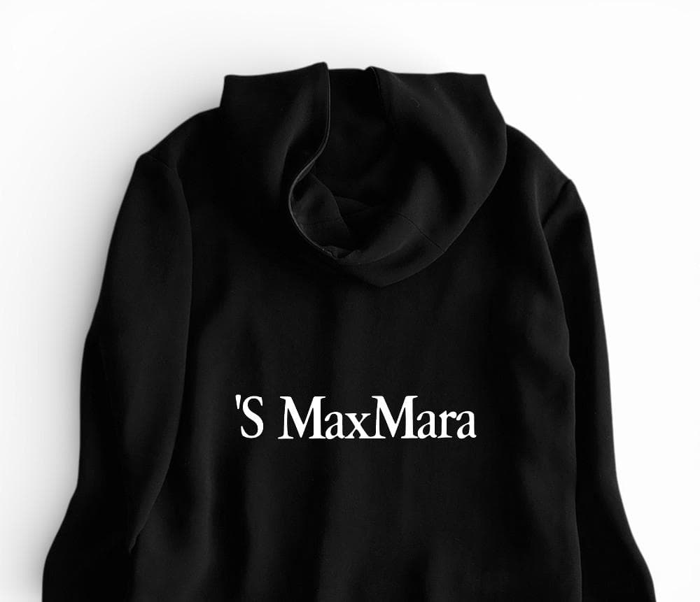 極美品 Ｓマックスマーラ 洗える 肉厚とろみ素材 ハーフジップフーディブラウス黒