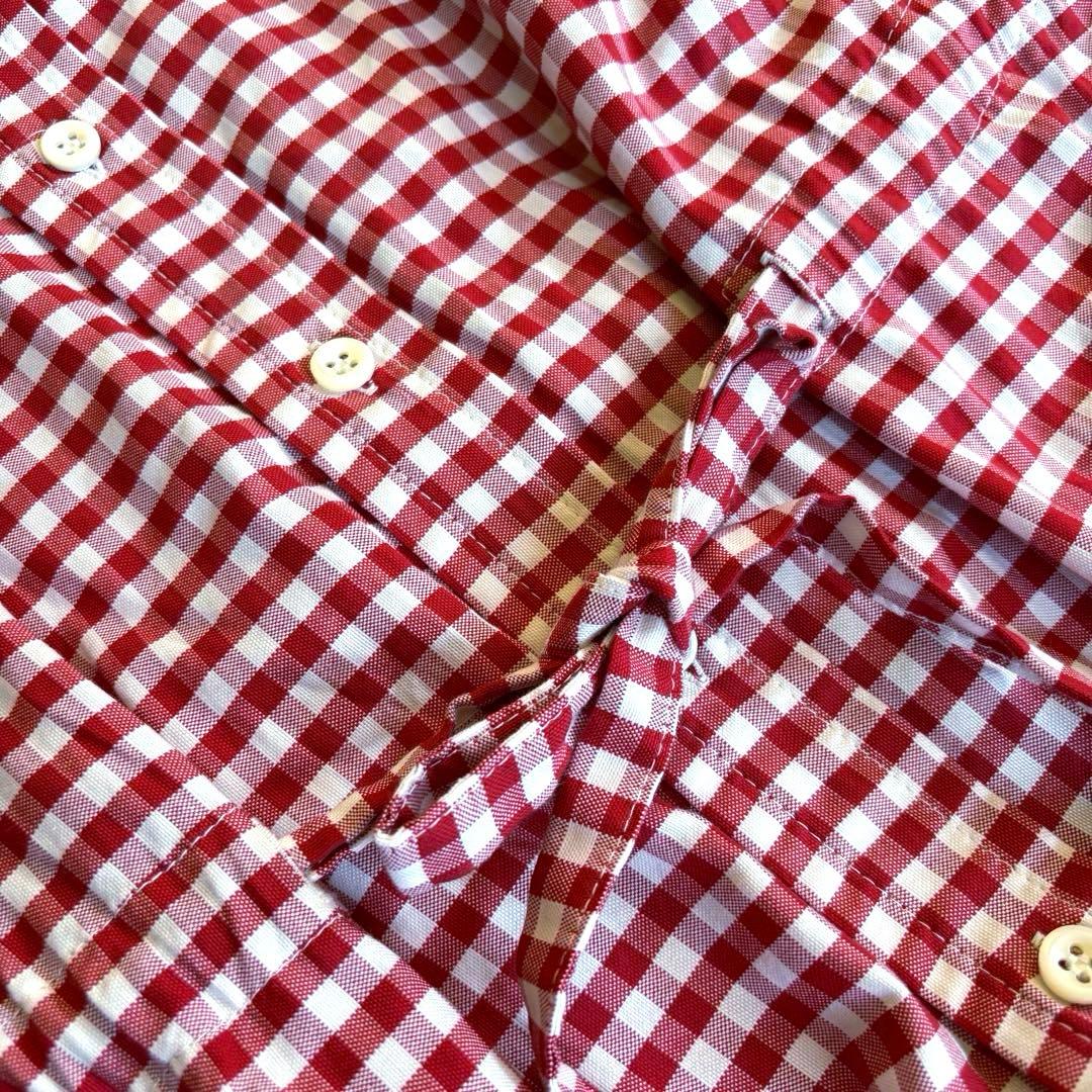 45R 薄オックスギンガムのシャツドレス ワンピース レッド サイズ2