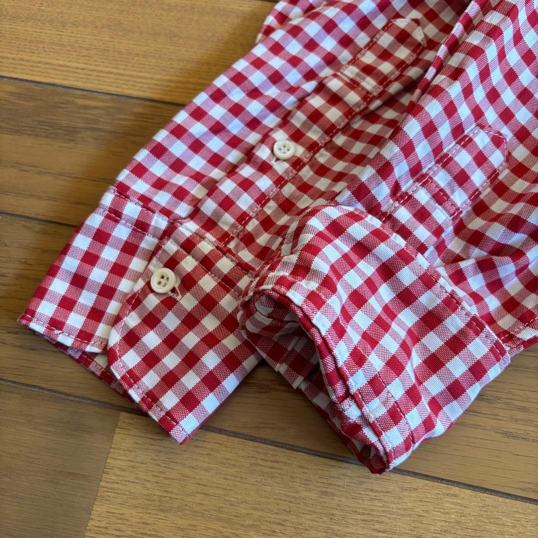 45R 薄オックスギンガムのシャツドレス ワンピース レッド サイズ2