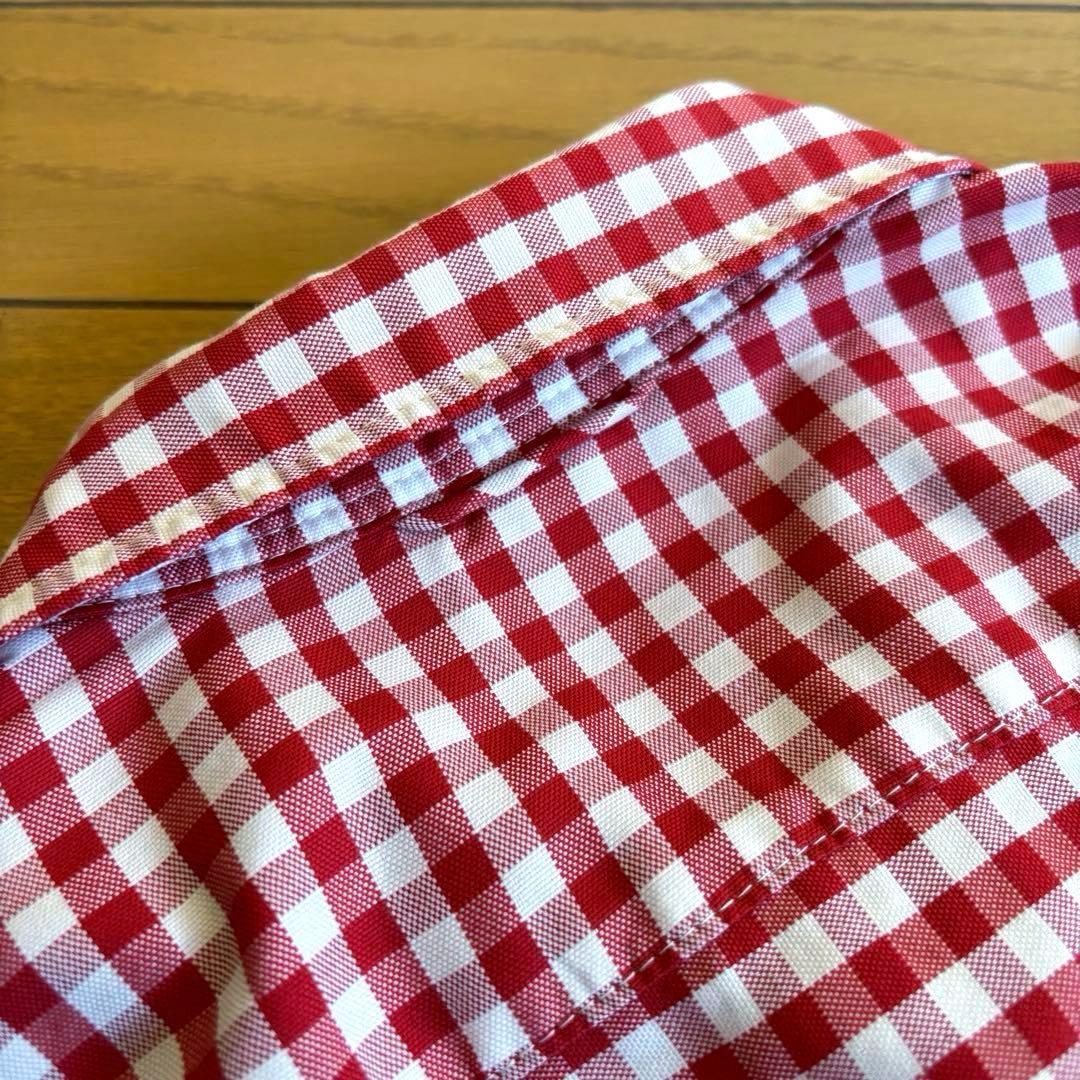 45R 薄オックスギンガムのシャツドレス ワンピース レッド サイズ2