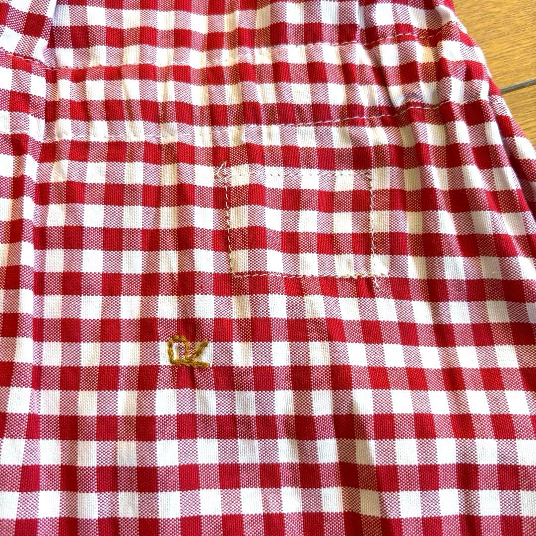 45R 薄オックスギンガムのシャツドレス ワンピース レッド サイズ2