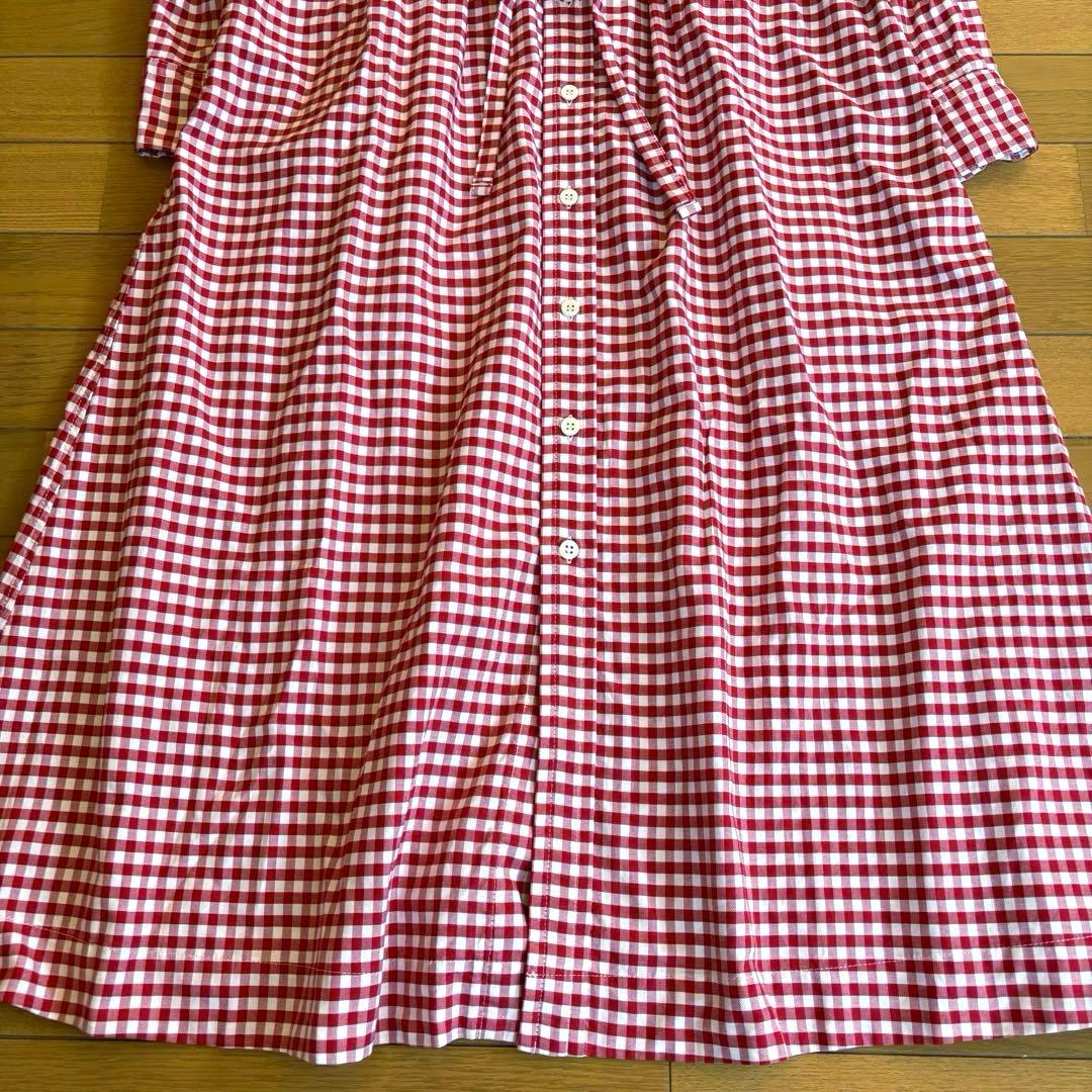 45R 薄オックスギンガムのシャツドレス ワンピース レッド サイズ2